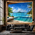 thumbnail image 6 of Ocean Waves Tropical with Viewed Covered Terrace Thatched, Mystical Fantasy for Space Lovers, Galaxy Room Decor, Housewarming Gift, Tapestry Wall Hanging for Bedroom and Dorm, 6 of 7