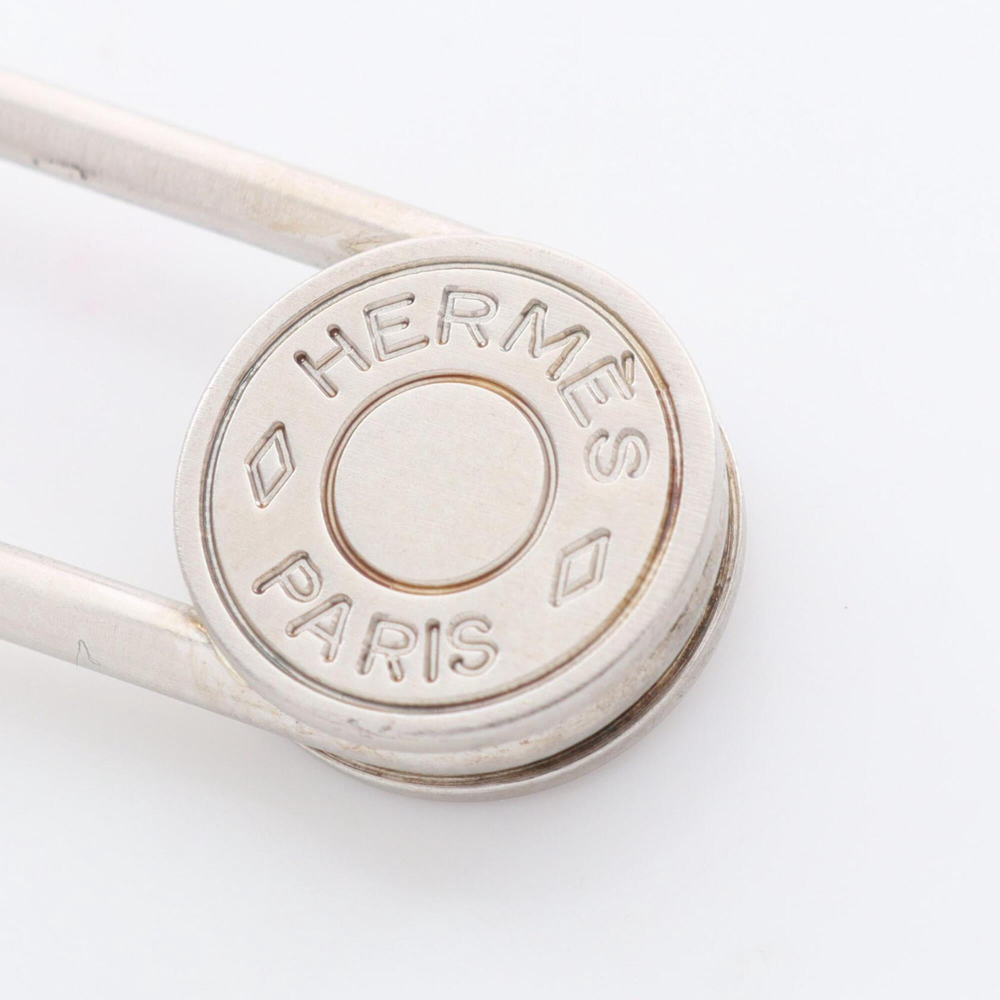 Pre-Owned Hermes HERMES Sellier Safety Pin Brooch Accessory Stainless Steel Women's Silver