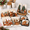 Retro Color-Gingerbread Man, variant on Red and Black Santa Claus Kitchen Linen Set with Towels, Pot Holders and Oven Mitts