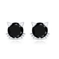 thumbnail image 3 of Rosec Jewels Cute Cat Stud Earrings, Created Black Diamond Solitaire Stud Earrings - AAAA Grade, 10K White Gold, 3 of 7