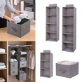 thumbnail image 5 of WAYPLUS Cotton Linen Hanging Closet Organizers and Storage, 5-Shelf Hanging Storage Unit with 1 Drawers, Collapsible Storage Hanging Bag-Cotton Linen Brown, 5 of 7
