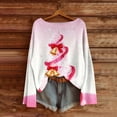 thumbnail image 2 of Uootdi Christmas Graphic Print Long Gift Sleeve Sweaters for Women Crewneck Drop Shoulder Knit Pullover Cute Santa Claus Fall Tu nics Tops, 2 of 5