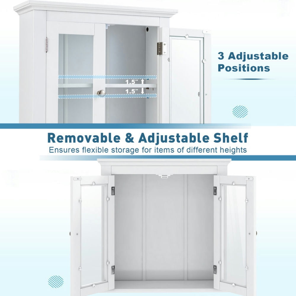 Finihen Bathroom Wall Cabinet, Wall Mounted Bathroom Cabinet, Medicine Cabinet, Wall Mounted Door Cabinet with 3-Level Adjustable Shelf, for Bathroom, White Finihen Bathroom Wall Cabinet, Wall Mounted Bathroom Cabinet, Medicine Cabinet, Wall Mounted Door Cabinet with 3-Level Adjustable Shelf, for Bathroom, White