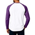 thumbnail image 5 of IAJDKMEK Men's Henley Long Sleeve Shirts - Color Block Raglan Design Casual Top for Men with Soft Feel,Purple S, 5 of 7