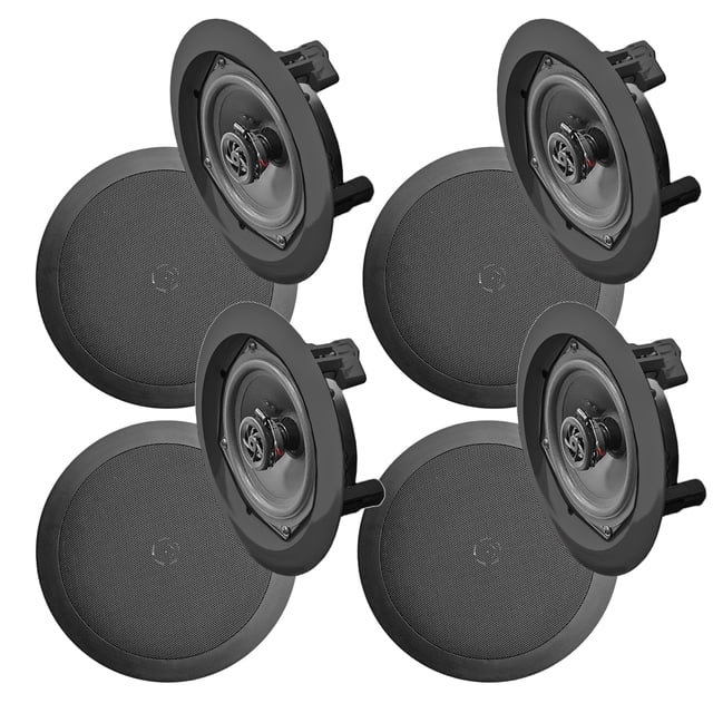 Pyle In Wall and In Ceiling Dual 6.5" Speaker System with Flush Mount, 4 Pack