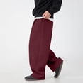 thumbnail image 4 of Men's Baggy Sweatpants Wide Leg Casual Plain Joggers Workout Pants Casual Drawstring Elastic Waist Open Bottom Lounge Soft Workout Athletic Outfits Wine 3XL, 4 of 6