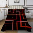 thumbnail image 1 of YST Geometric Square Bedspread Twin Size Black and Red Orange Quilt Set, Modern Abstract Coverlet Set Contemporary Rectangle Bedding Set, Mid Century Lines Bed Cover for Boys Girls, 1 of 5
