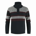 thumbnail image 3 of ZCFZJW Men's Sweaters 1/4 Zip Cotton Sweater Pullover Polo Sweaters Striped Color Block Mock Turtleneck Long Sleeve Fall Winter Warm Sweatshirts Navy XXXL, 3 of 3