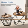 thumbnail image 3 of Simenmax 2-Piece Round Nesting Coffee Table Set with Hidden Storage, Modern Geometric Side Tables and Movable End Tables for Living Room, Brown, 3 of 9