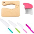 thumbnail image 1 of FITULABO 6 PCS Wooden Kids Kitchen Knife for Real Cooking, Plastic Potato Slicers Cooking Knives Serrated Edges Toddler Knifes for Kitchen (Cartoon Crocodile), 1 of 6