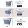 thumbnail image 3 of Collapsible Silicone Plastic Bucket, Space Saver Bucket For Home Cleaning, Camping, Fishing, Garden And Travel - Portable Water Carrier (gray, 10l), 3 of 5