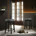 thumbnail image 3 of Contemporary Home Living Set of 2 Gray and Brown Round Counter Stools with Swivel Seat 24", 3 of 3