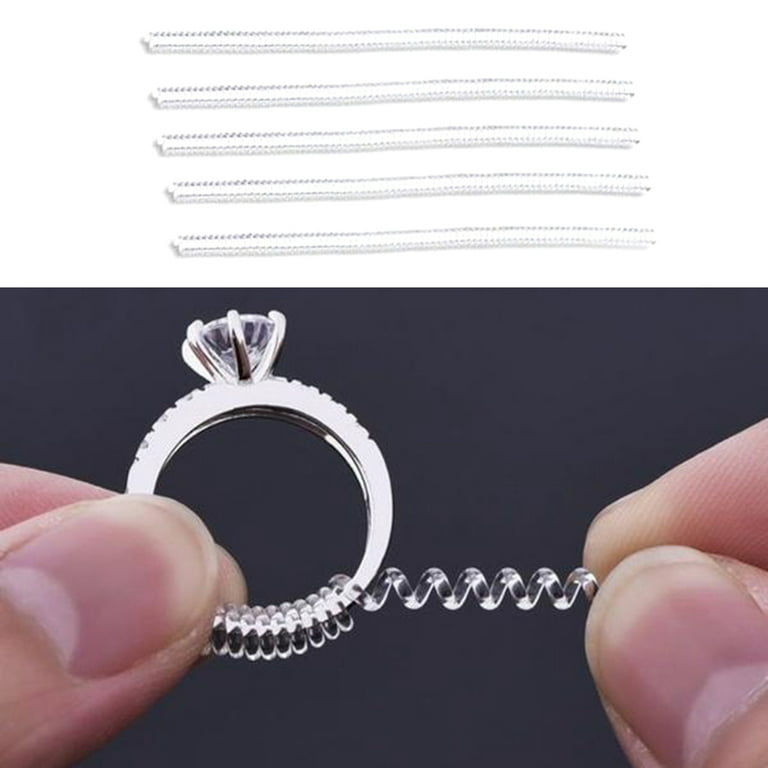 Ring Size Adjuster for Loose Rings, Pack of 12 Clear Invisible Jewelry  Sizer, Spring Telephone Line Adjustment Ring Guard Resizer Make Ring  Smaller to Fit Fingers for Women 