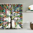 thumbnail image 1 of Shower Curtain Tree Colorful Leaf Hand Draw Green Orange Blue Red Idea Tree Bathroom Decor Accessories Bath Curtain With Hooks, 1 of 7