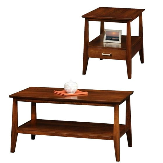 Solid Wood Coffee Table And Storage End Set In Sienna