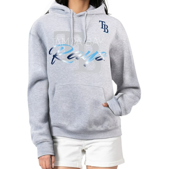 Women's G-III 4Her by Carl Banks Heather Gray Tampa Bay Rays Shadow Logo Graphic Pullover Hoodie