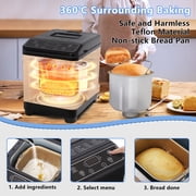 KBS 20-in-1 2LB Bread Maker Machine with 2 Custom Menus,Gluten-Free & 15H Delay Timer, Nonstick Pan, LCD Display, Black