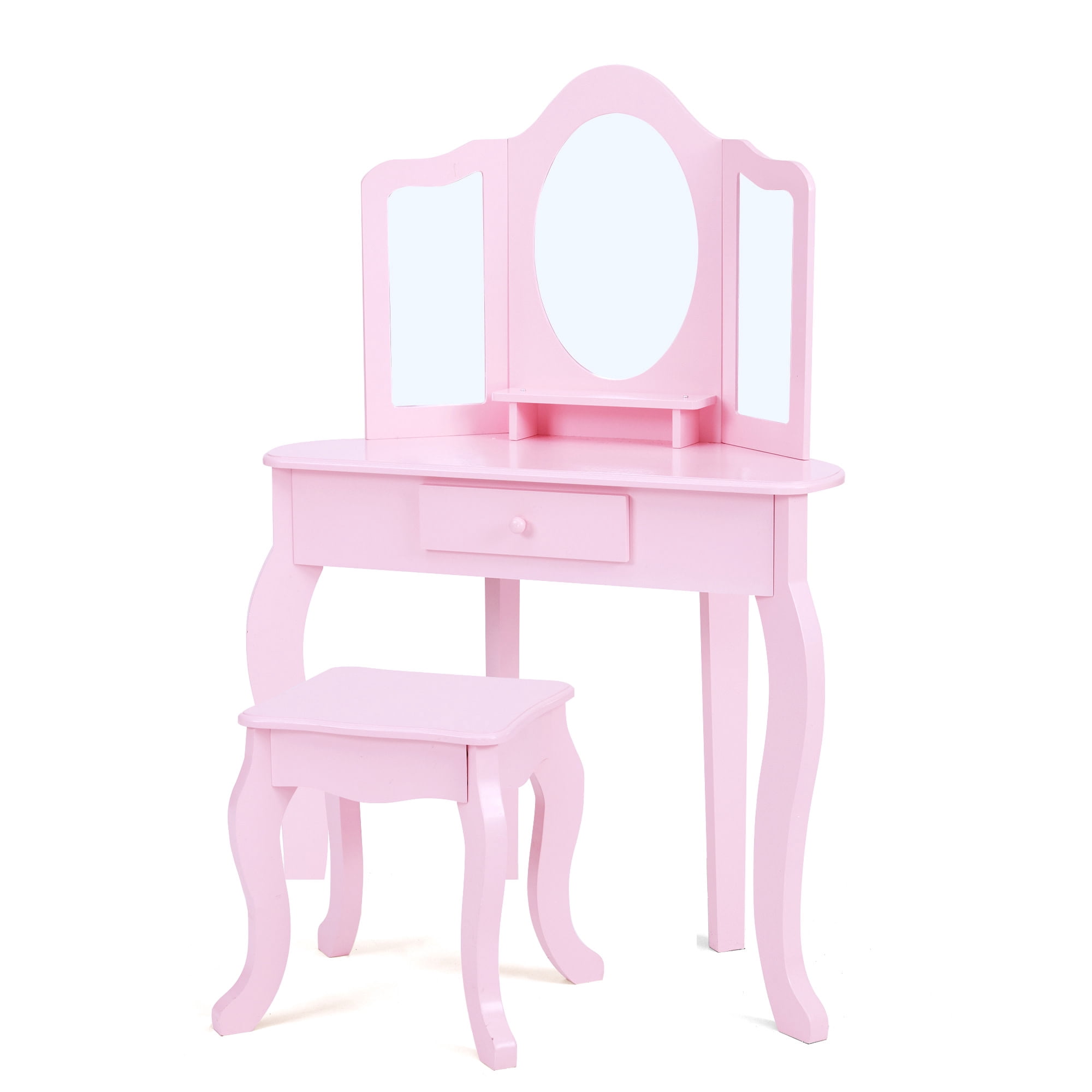 Teamson Kids Alessandra Kids Corner Vanity Table & Stool, Pink