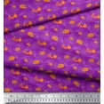 thumbnail image 3 of Soimoi Purple Cotton Jersey Fabric Leaves & Orange Fruits Print Fabric by the Yard 58 Inch Wide, 3 of 3