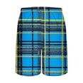 thumbnail image 4 of Fengqque Men's Sports Shorts Checkered Cotton-like Casual Loose Fit Shorts Summer Cool Shorts Casual Plaid Straight Leg Sweat Pants Men Sky Blue-A1 XL(XL), 4 of 5