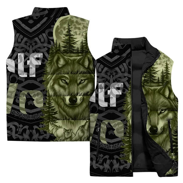 Chaleco de trabajo con estampado de lobo elegante para hombre Chaleco con estampado de tigre y guepardo moderno Abrigos casuales y versátiles para hombres Chaquetas de invierno para hombres