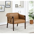 thumbnail image 2 of Parkfield Accent Chair in Camel Brown Faux Leather with Walnut Frame, 2 of 7