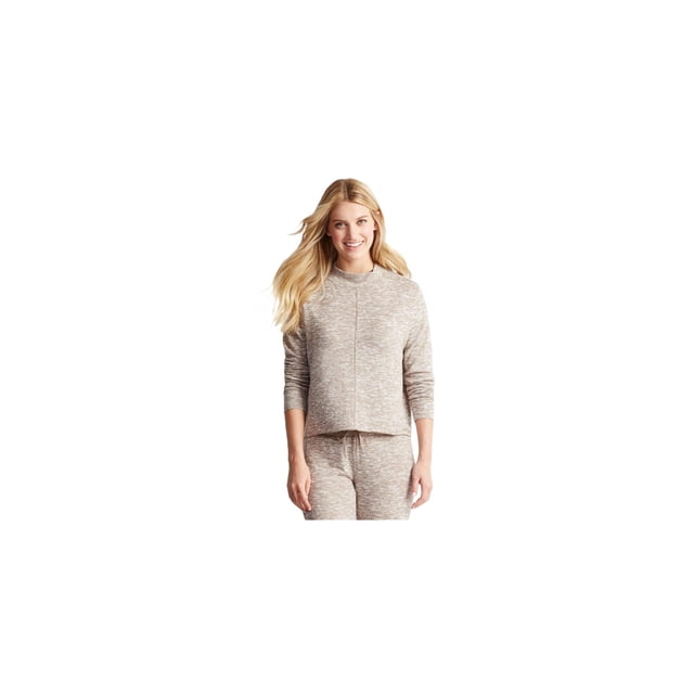 Aeropostale Womens Marled LS Pajama Sleep T-shirt, Marrón, Small