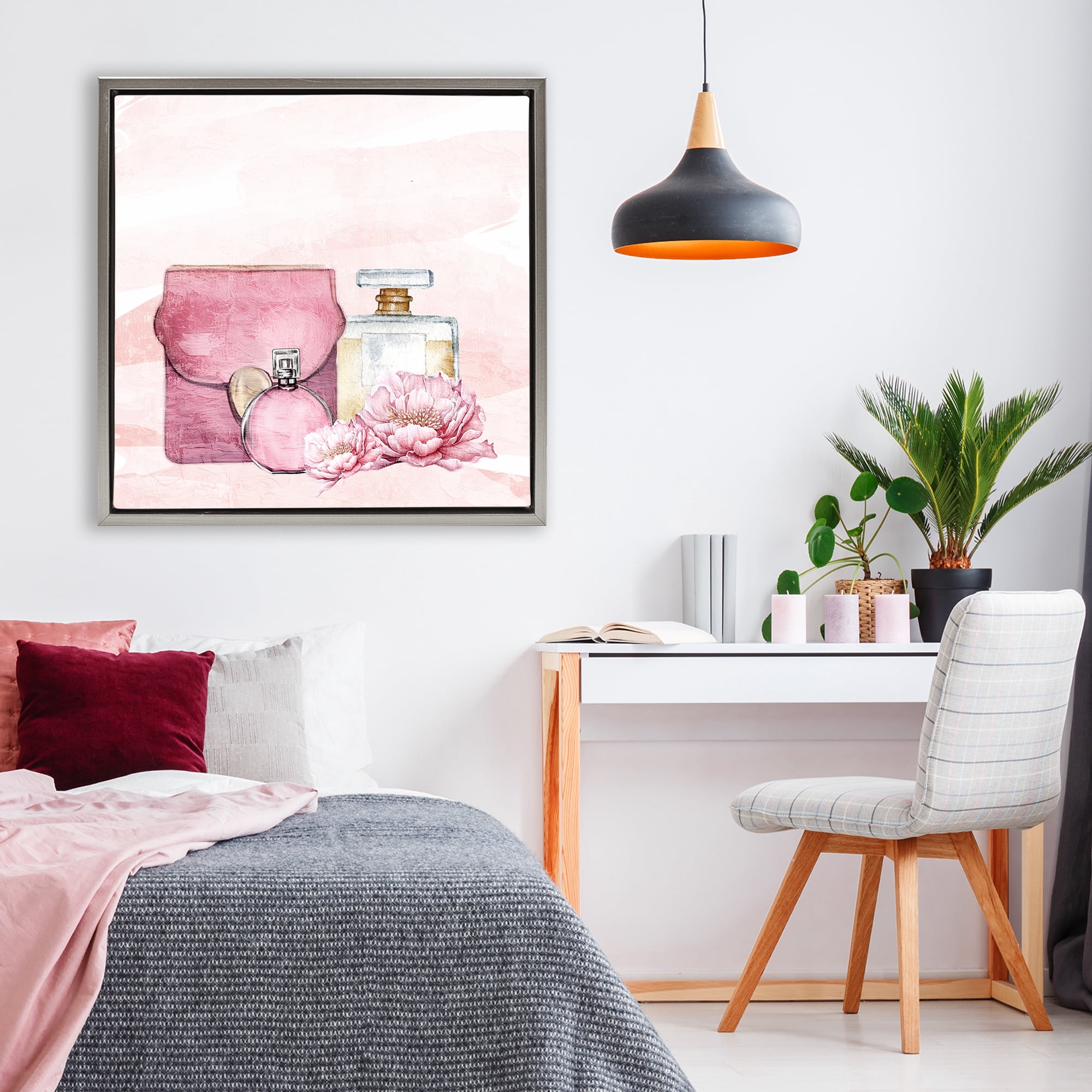 Stupell Industries Blush Glam Time Collection Gray Framed Floater Canvas Wall Art, design by Kim Allen