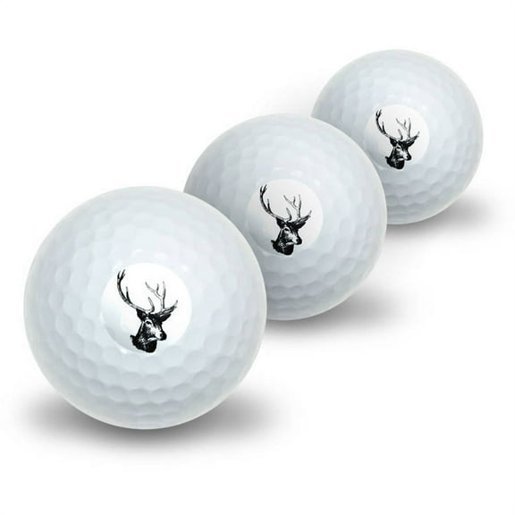 Deer Head Buck Deer Hunting Novelty Golf Balls, 3pk
