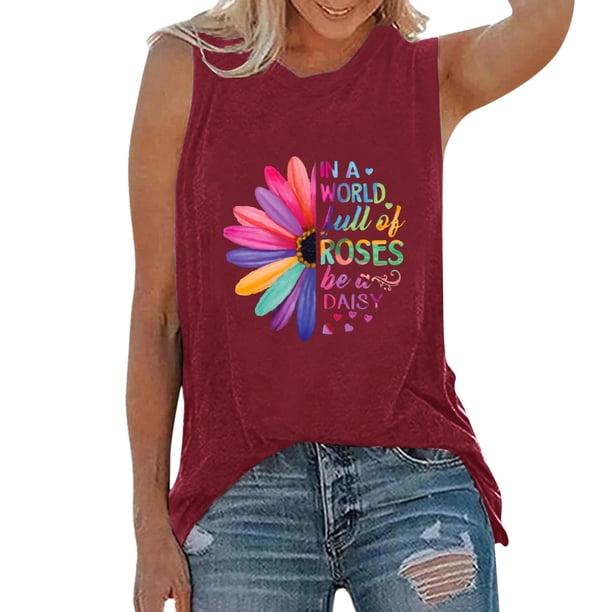 Playeras,Blusas y Tops,Ropa para Mujer Damas Camisetas Mujeres Activewear Tank Tops sin mangas Yoga Workout Tank Tops Loose Fit Running ejercicio gráfico camiseta (Wine, S)