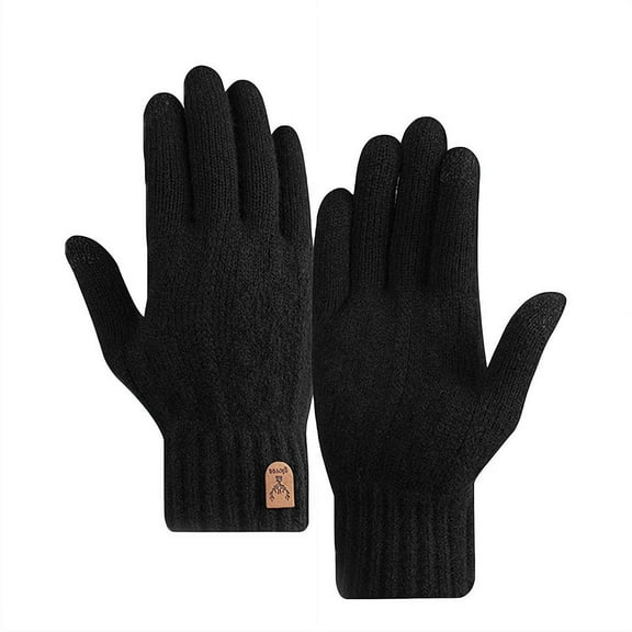 1 Pair Men's Warm Knitted Gloves, Touchscreen Friendly Thick Cold-Proof Gloves for Winter Use