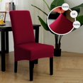thumbnail image 2 of Stretch Dining Chair Slipcovers, XL/Oversized Removable Washable Soft Spandex Extra Large Dining Room Chair Covers for Kitchen Hotel Table Banquet Solid Color (4 Per Set, Burgundy Red), 2 of 8