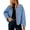 Blue, variant on Womens French Trench Lapel Casual Coat with Checkered Lining Windbreaker