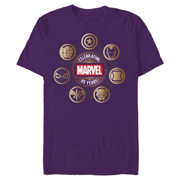 Marvel 85th Anniversary Hero Icons Celebrating 85 Years - Short Sleeve Blended T-Shirt for Adults - Customized-Purple