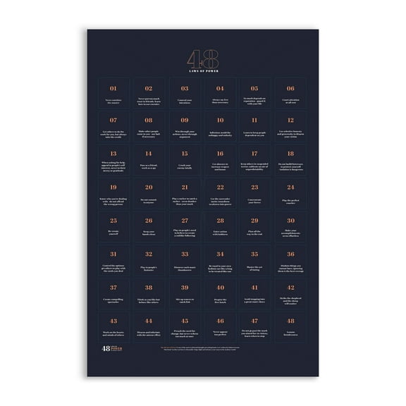 48 Laws of Power Poster, Learning, Practice, Teamwork Print, Positivity Wall Art Print, Education, Classroom Decor, Learning Skills for Teacher poster