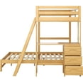 thumbnail image 5 of DEALTOPS Bunk Beds Twin Over Full Size with Built-in Desk and Three Drawers, Wooden Storage Bunk Beds with Removable Bottom Bed - Natural, 5 of 8
