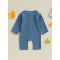 thumbnail image 5 of Toddler Baby Long Sleeve Rompers Solid Color Button Jumpsuit with Pockets for Newborn Infant Cute Clothes, 5 of 10