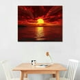 thumbnail image 2 of Nawypu  Canvas Prints Red Sun Large Modern Seascape Sea Giclee Paintings Canvas Wall Art Red Ocean Wall Decor Sunset Pictures Artwork for Walls Living Room Decor Office Home Decoration, 2 of 6