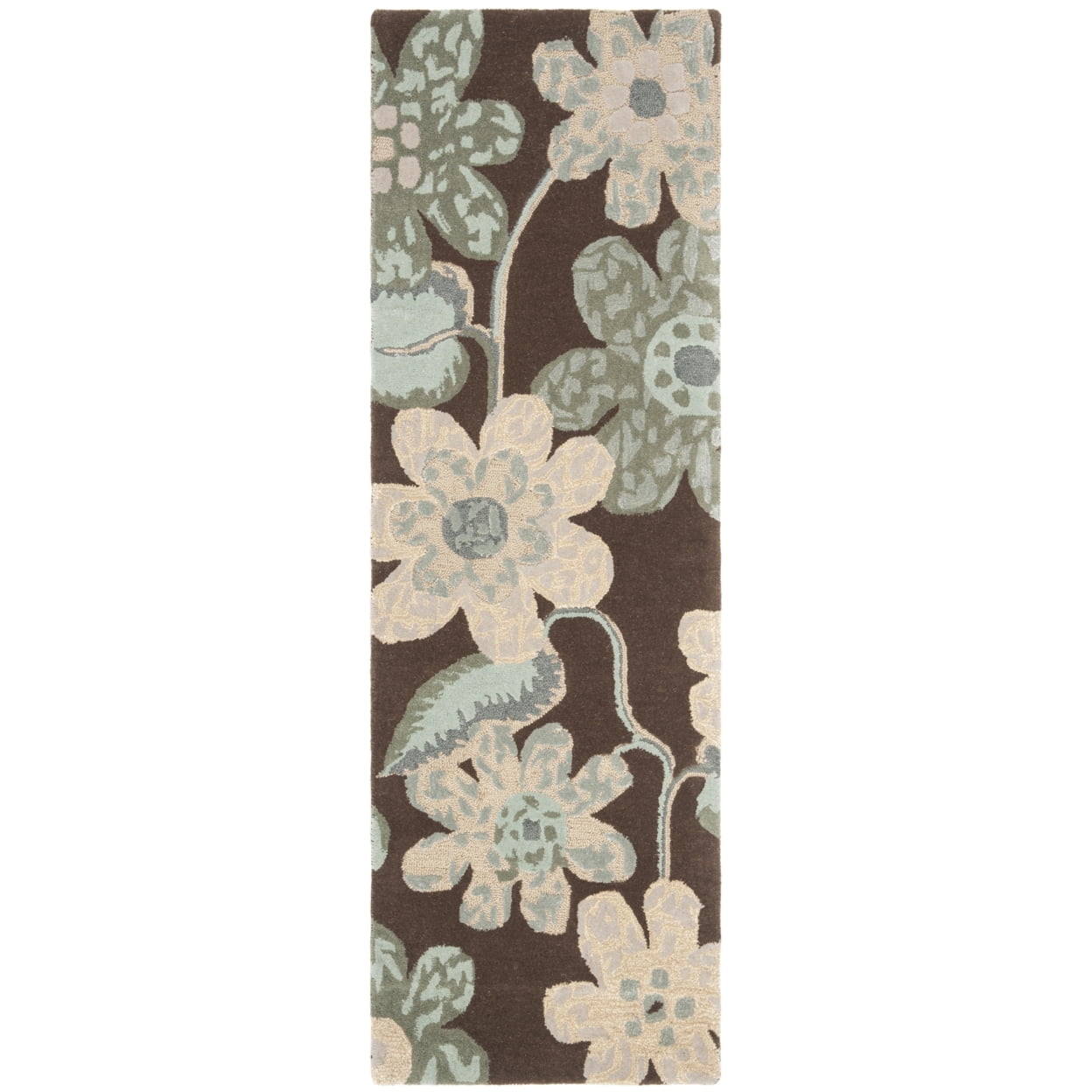 SAFAVIEH Bella Dayna Floral Flowers Wool Area Rug, Brown/Multi, 8' x 10'