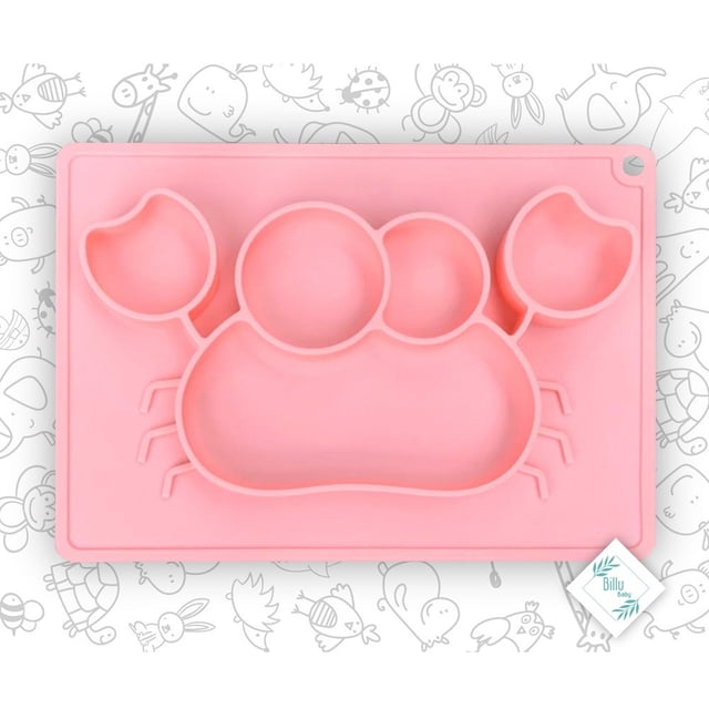 Plato Silicón Cangrejo P/ Niños Bebés Rosa Antiderrapante Billu Billu PS-CANROSA