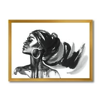 Designart 'Black and White Portrait of African American Woman IV' Modern Framed Art Print