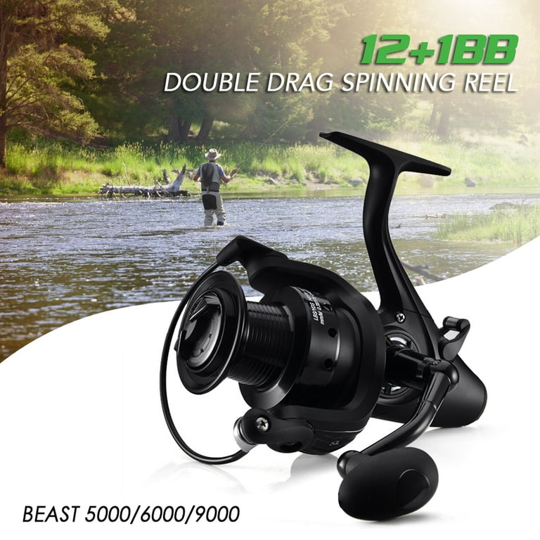 Lizard 12+1 BB Spinning Reel Fishing Reel with Front and Rear Double Drag  Carp Fishing Reel Left Right Interchangeable