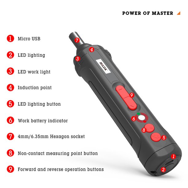 Brocas Mini brocas de destornillador eléctrico con iluminación LED Herramientas de reparación de bricolaje USB Likrtyny Para estrenar