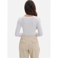 thumbnail image 4 of Womens Long Sleeve Scoop Neck Ribbed Knit Fitted Casual Tops Tee Slim Basic Shirts, 4 of 6