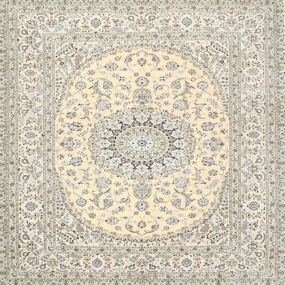 Ahgly Company Indoor Square Traditional Rosy Brown Pink Medallion Area Rugs, 4' Square