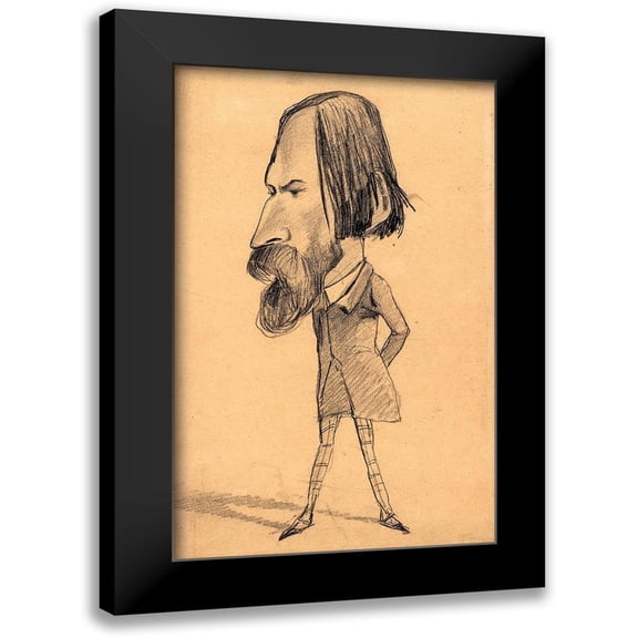 Monet, Claude 10x14 Black Modern Framed Museum Art Print Titled - Caricature of Auguste Vacquerie