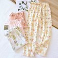 thumbnail image 4 of DDAPJ pyju Womens Lounge Pants Boho Floral Print Drawstring Wide Leg Palazzo Pants Elastic Waist Baggy Comfy Trousers with Pockets Yellow M, 4 of 6