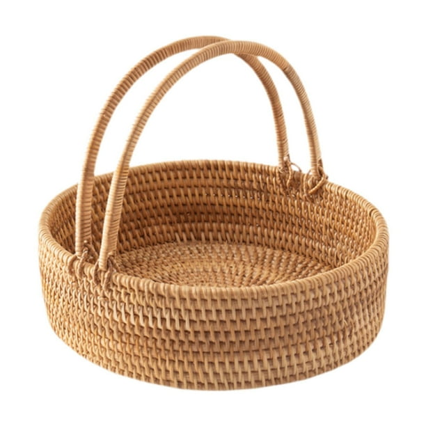Cesta de picnic, cesta de frutas, cestas de regalo, organizador, cesta tejida rústica de granja, cestas de flores para dulces, reuniones, bodas, 28 cm x 24 cm x 8 cm