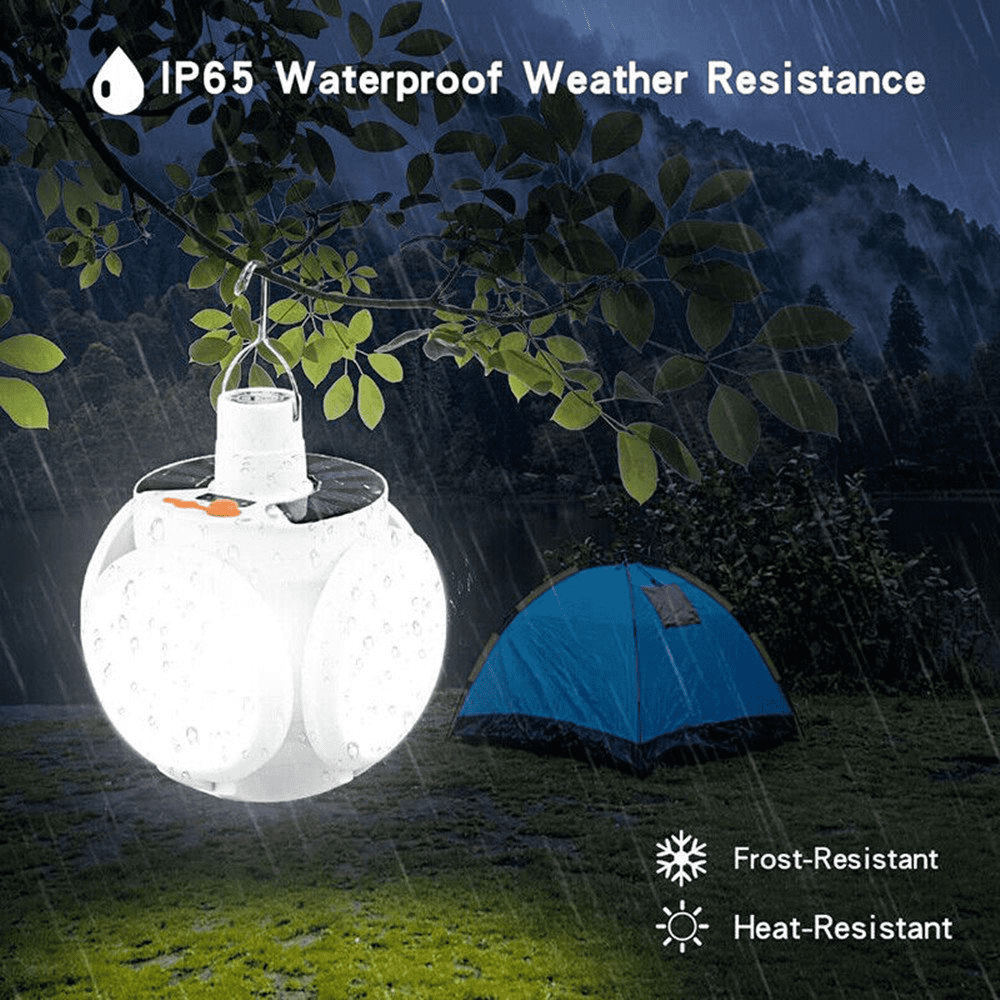 Rechargeable Solar Camping Lantern with Hook, LED Emergency Light with Remote Control, 5 Light Modes Solar/USB Charging Lantern, Hanging Foldable Lamp for Tent/Hiking/Emergency Power Outage