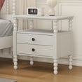 thumbnail image 2 of 2 Drawer Nightstand with Gourd Shaped Legs, Modern Minimalist Wooden End Table with Storage Drawers and Open Shelf, Side Table for Bedroom, Living Room, Apartment, Antique White, 2 of 7